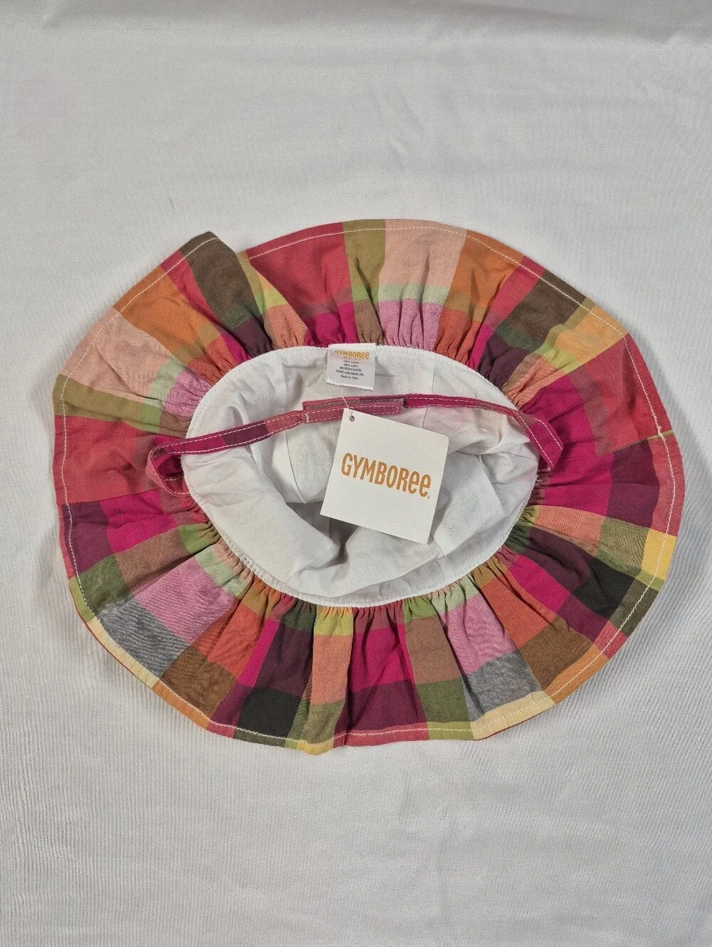 Gymboree Toddler Girls Plaid Ruffle Sun Hat Multicolor Beach Bucket Hat 2T-3T